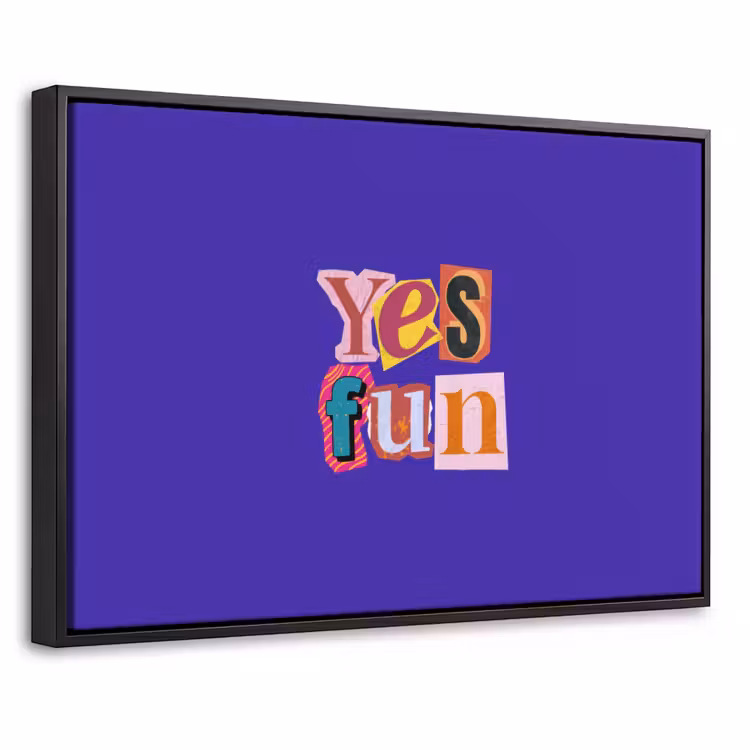 Yes fun - Kleurrijk - Collage-stijl Canvas met baklijst klein -threedimensional_3d_global