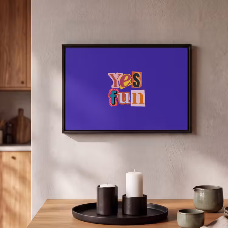 Yes fun - Kleurrijk - Collage-stijl Canvas met baklijst klein -atmosphere_sfeer2_global