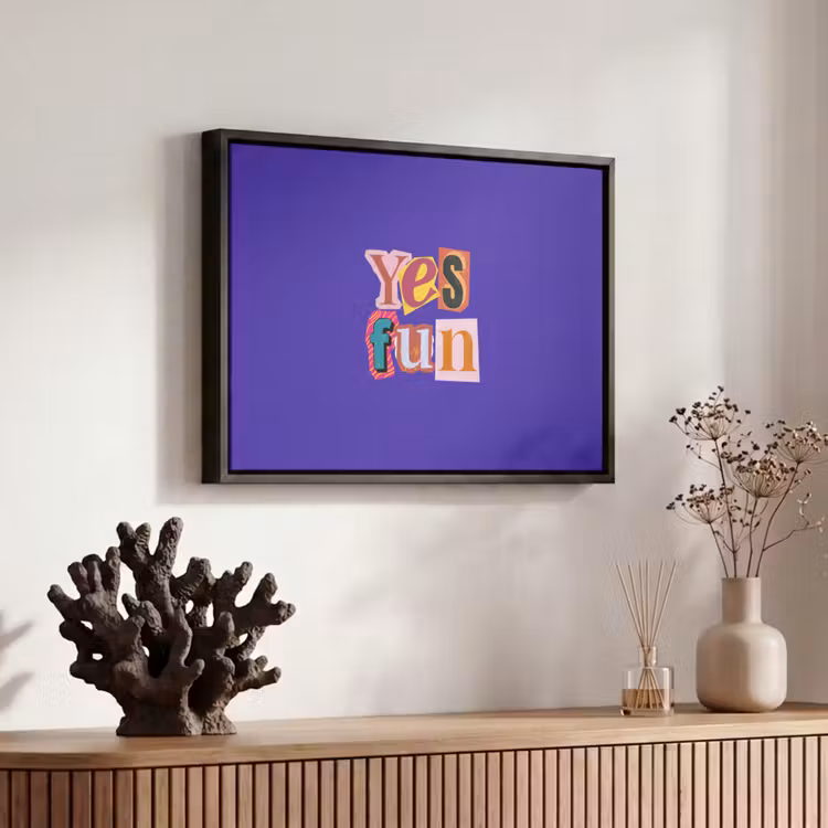 Yes fun - Kleurrijk - Collage-stijl Canvas met baklijst klein -atmosphere_sfeer4_global