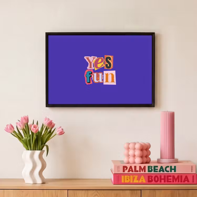 Yes fun - Kleurrijk - Collage-stijl Canvas met baklijst klein -atmosphere_sfeer1_global