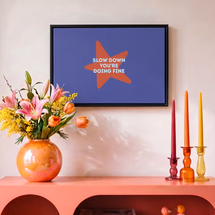 Slow down you're doing fine - Ster - Blauw Canvas met baklijst klein -atmosphere_sfeer3_global