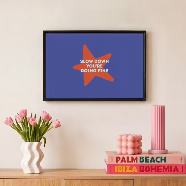 Slow down you're doing fine - Ster - Blauw Canvas met baklijst klein -atmosphere_sfeer1_global