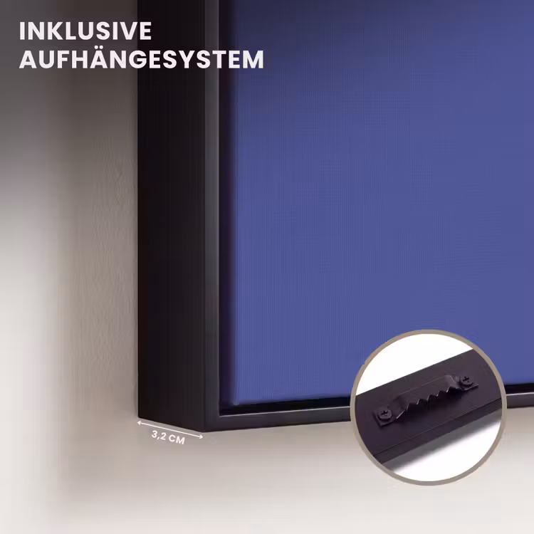Slow down you're doing fine - Ster - Blauw Canvas met baklijst klein -closeup_ophangsysteem_DE
