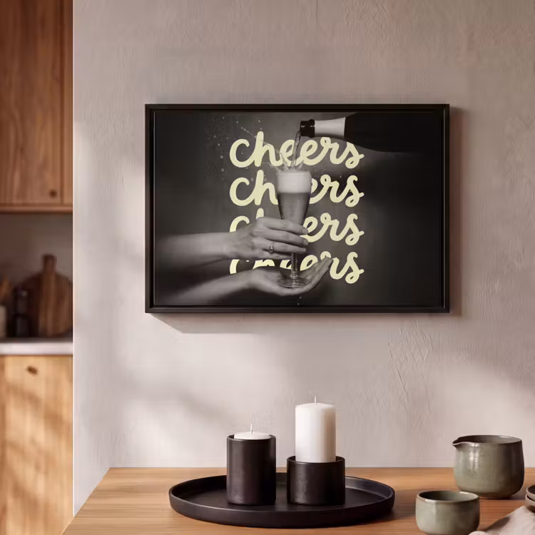 Cheers - Wijn - Zwart - Wit Canvas met baklijst klein -atmosphere_sfeer2_global