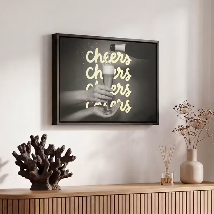 Cheers - Wijn - Zwart - Wit Canvas met baklijst klein -atmosphere_sfeer4_global