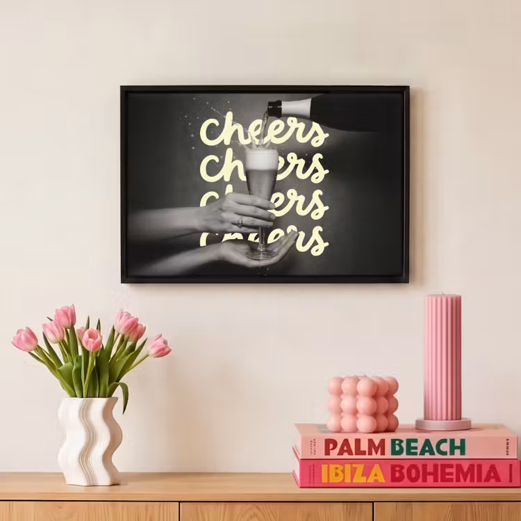Cheers - Wijn - Zwart - Wit Canvas met baklijst klein -atmosphere_sfeer1_global