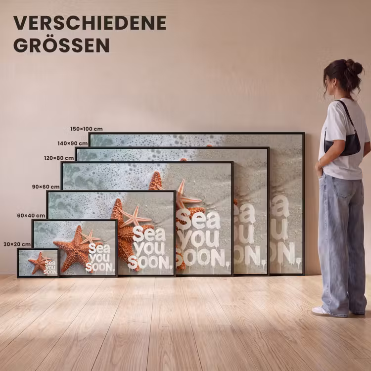 Sea you soon - Zeester - Zee Canvas met baklijst klein -comparison_formatenoverzicht_DE