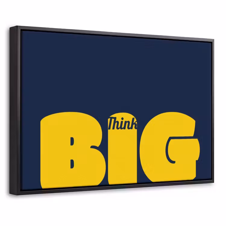 Think big - Blauw - Geel Canvas met baklijst klein -threedimensional_3d_global