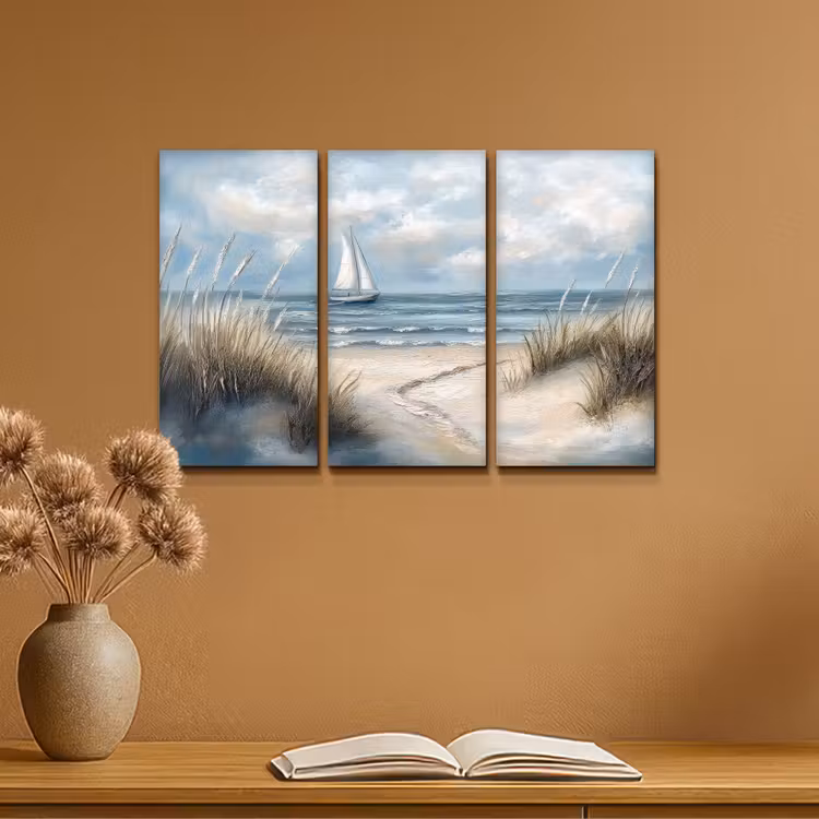 Strand - Verf - Natuur - Boot Canvas - Meerluiken 3 luik klein -sfeer5