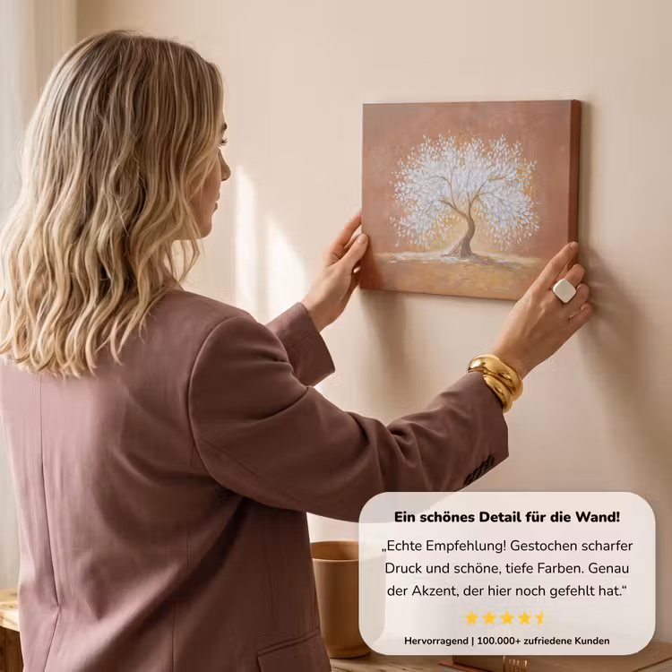 Abstract - Boom - Wit - Bladeren canvas 2cm klein -Xsfeer7_DE