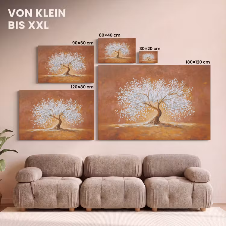 Abstract - Boom - Wit - Bladeren canvas 2cm klein -Xsfeer8_DE