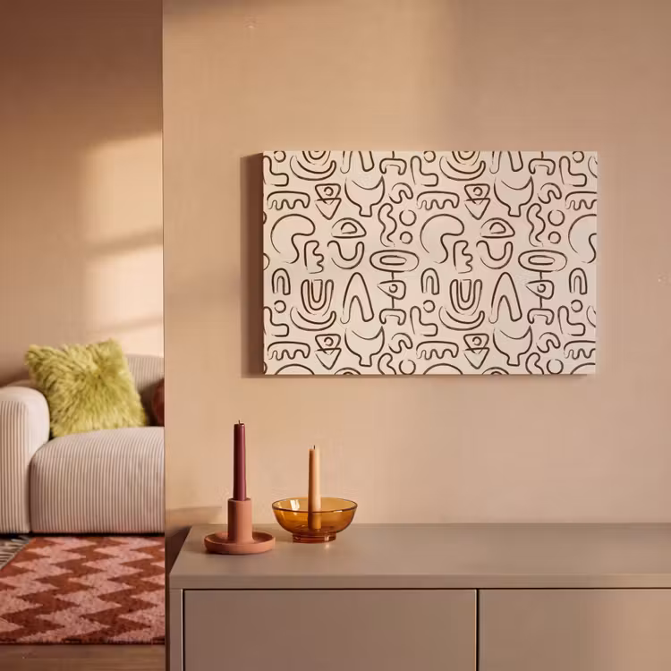 Abstract - Beige - Patroon - Donkerbruin canvas 2cm klein 34 -sfeer1