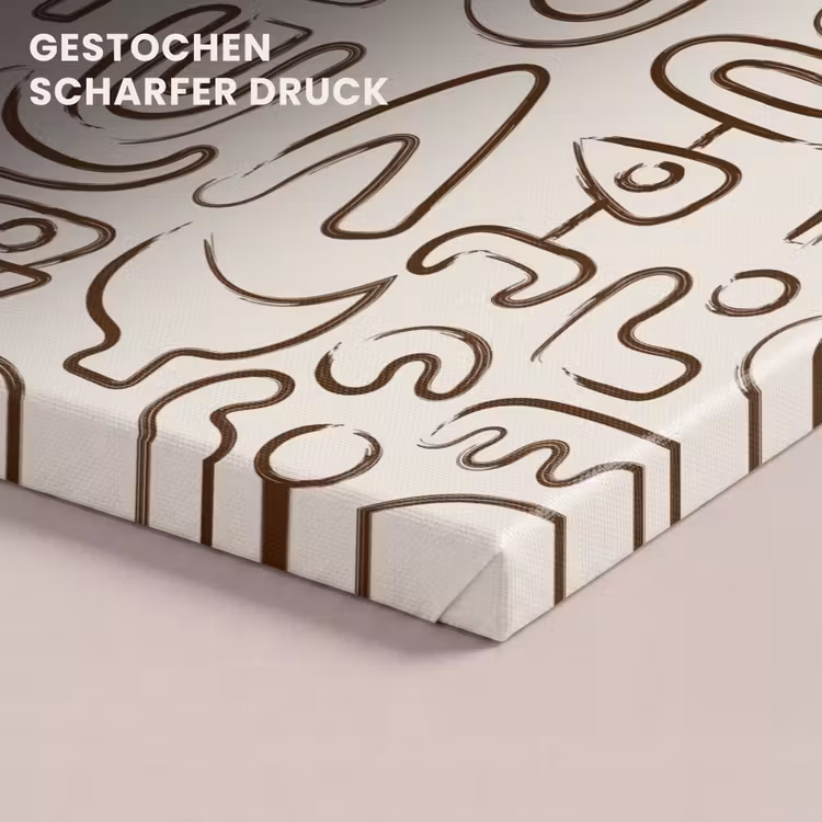 Abstract - Beige - Patroon - Donkerbruin canvas 2cm klein 34 -closeup_print_DE