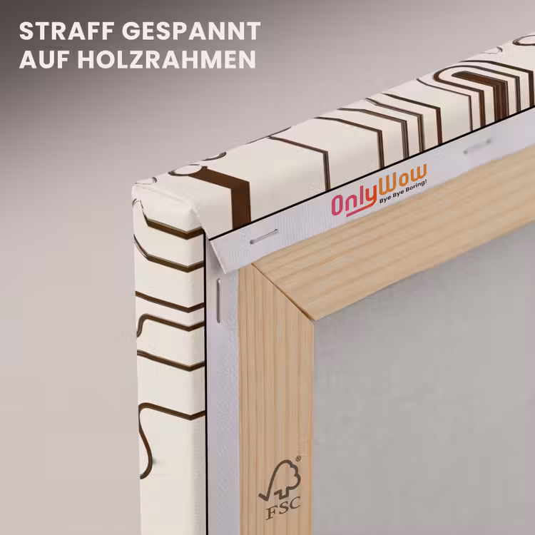 Abstract - Beige - Patroon - Donkerbruin canvas 2cm klein 34 -uniquesellingpoint_afwerking-onlywow_DE