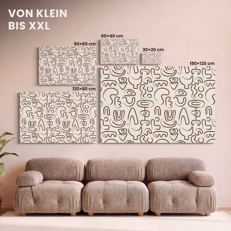Abstract - Beige - Patroon - Donkerbruin canvas 2cm klein 34 -Xsfeer8_DE