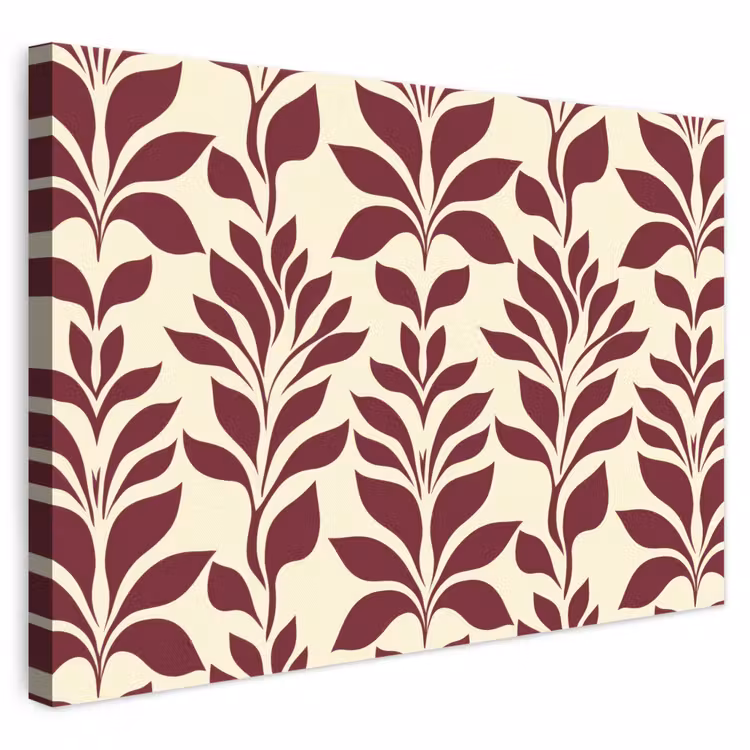 Abstract - Bladeren - Burgundy canvas 2cm klein 34 -3d