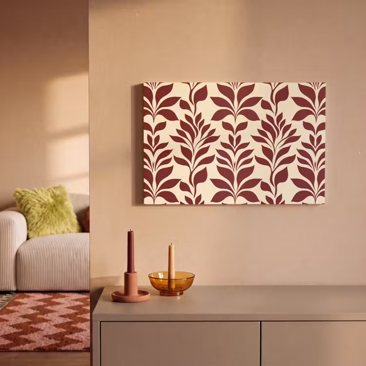 Abstract - Bladeren - Burgundy canvas 2cm klein 34 -sfeer1