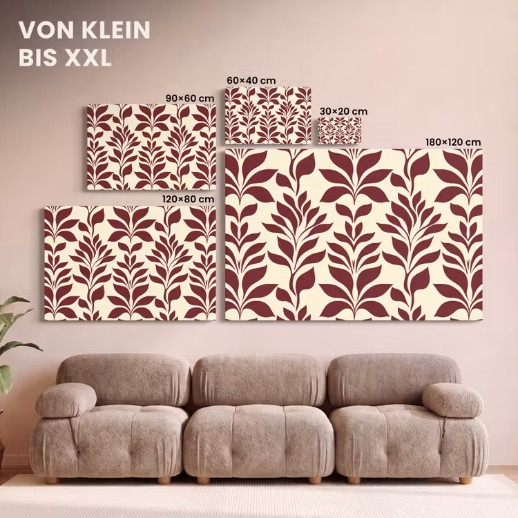 Abstract - Bladeren - Burgundy canvas 2cm klein 34 -Xsfeer8_DE