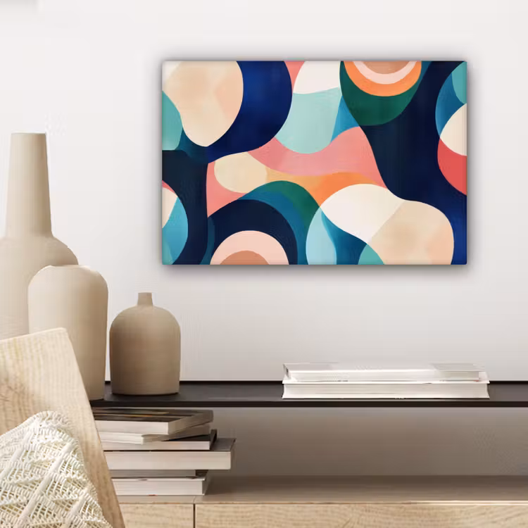 Abstract - Blauw - Roze canvas 2cm klein -sfeer6