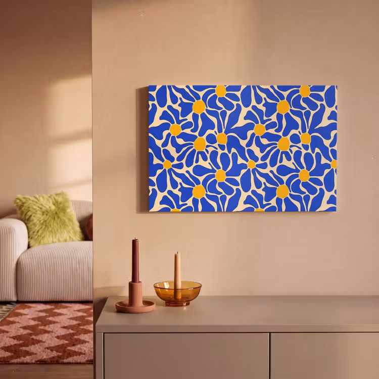 Abstract - Bloem - Blauw canvas 2cm klein 34 -sfeer1