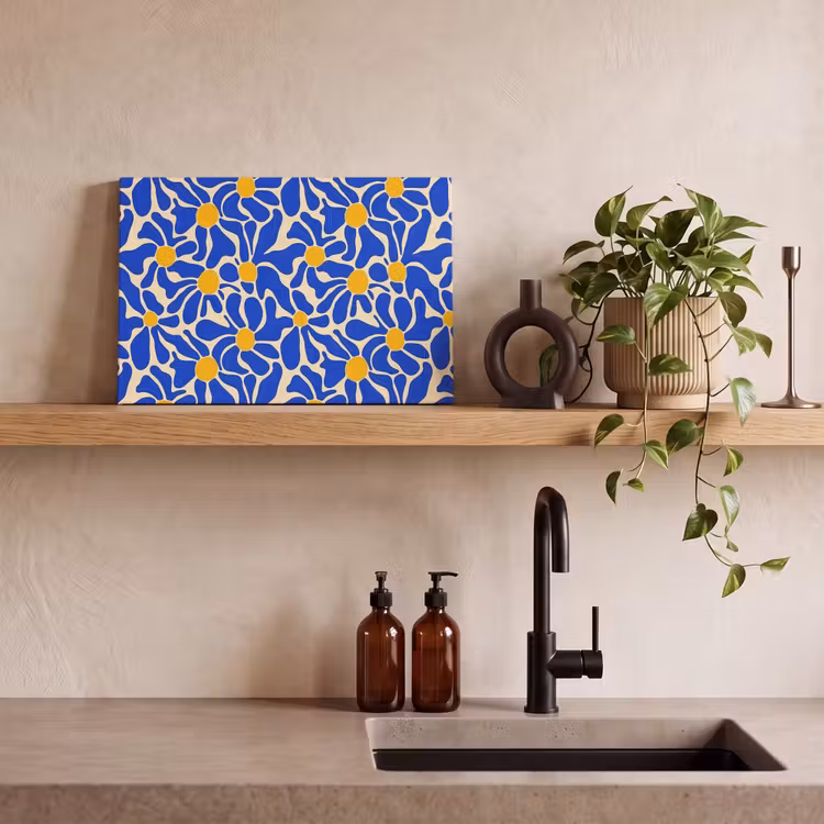 Abstract - Bloem - Blauw canvas 2cm klein 34 -sfeer6
