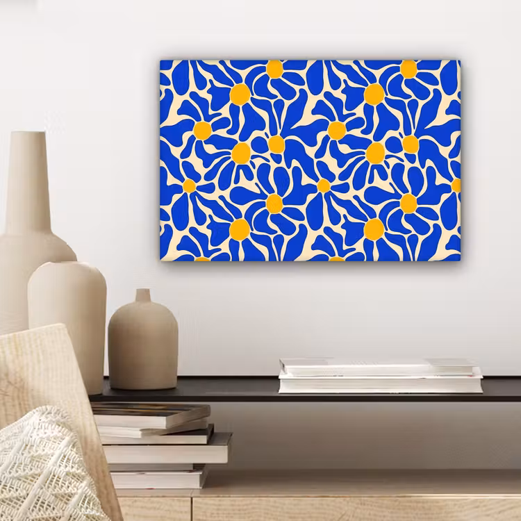 Abstract - Bloem - Blauw canvas 2cm klein 34 -closeup_print_DE