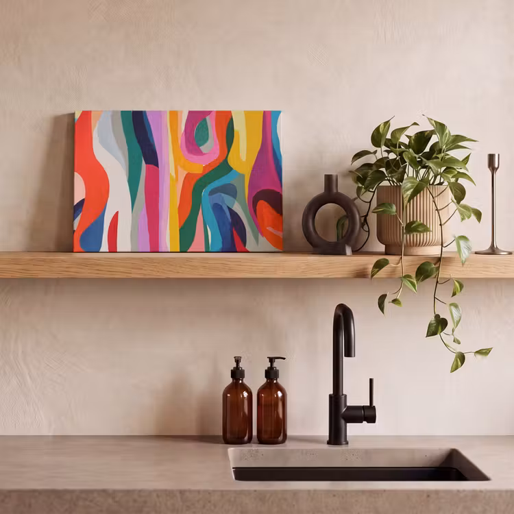 Abstract - Kleurrijk - Golven - Lijnen canvas 2cm klein -closeup_print_DE