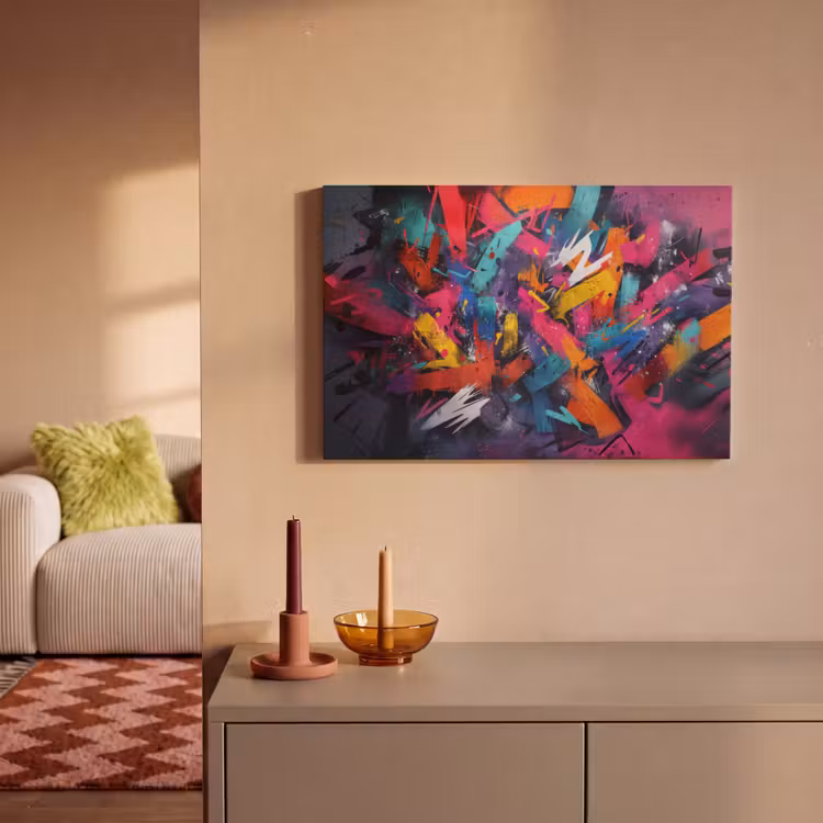 Abstract - Explosie - Neonkleuren canvas 2cm klein -sfeer1