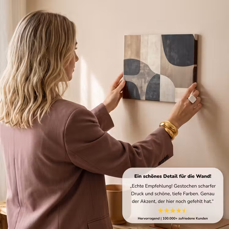 Abstract - Vlakken - Zwart - Rond canvas 2cm klein -sfeer3