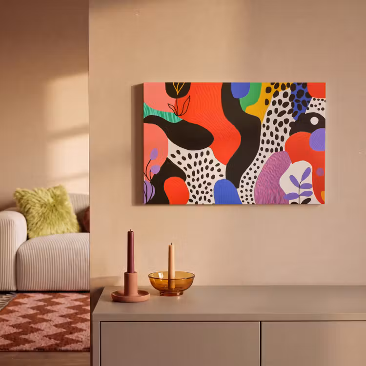 Abstract - Vormen - Kleuren - Stippen canvas 2cm klein -sfeer1