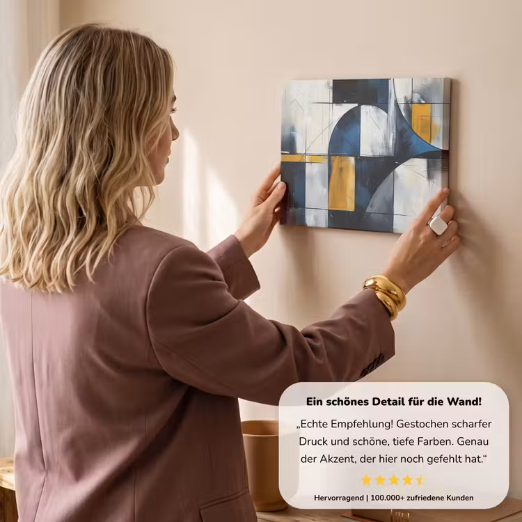 Abstract - Vormen - Goud - Blauw - Geometrisch canvas 2cm klein -Xsfeer7_DE