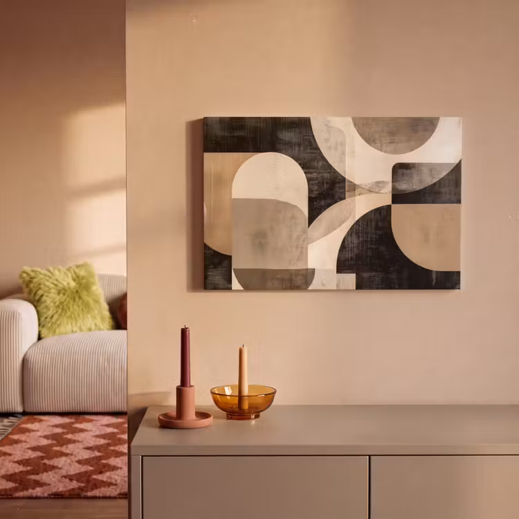 Abstract - Vormen - Modern - Beige canvas 2cm klein -sfeer1