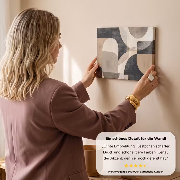 Abstract - Vormen - Modern - Beige canvas 2cm klein -sfeer3