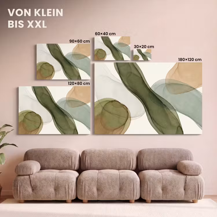 Abstract - Vormen - Modern - Kunst - Groen - Bruin canvas 2cm klein -Xsfeer8_DE