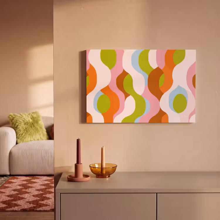 Abstract - Vormen - Roze canvas 2cm klein -sfeer1