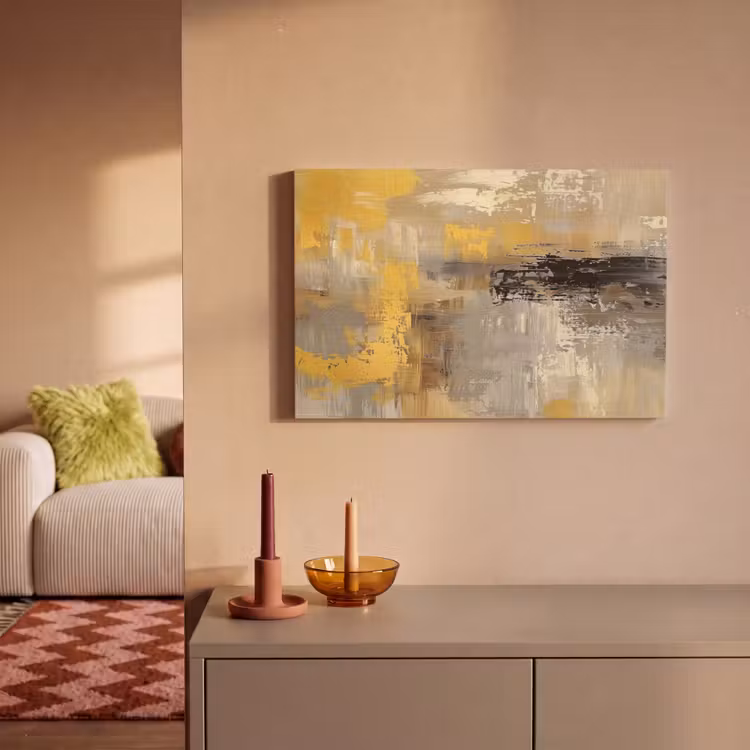 Abstract - Geel - Modern - Beige canvas 2cm klein -sfeer1