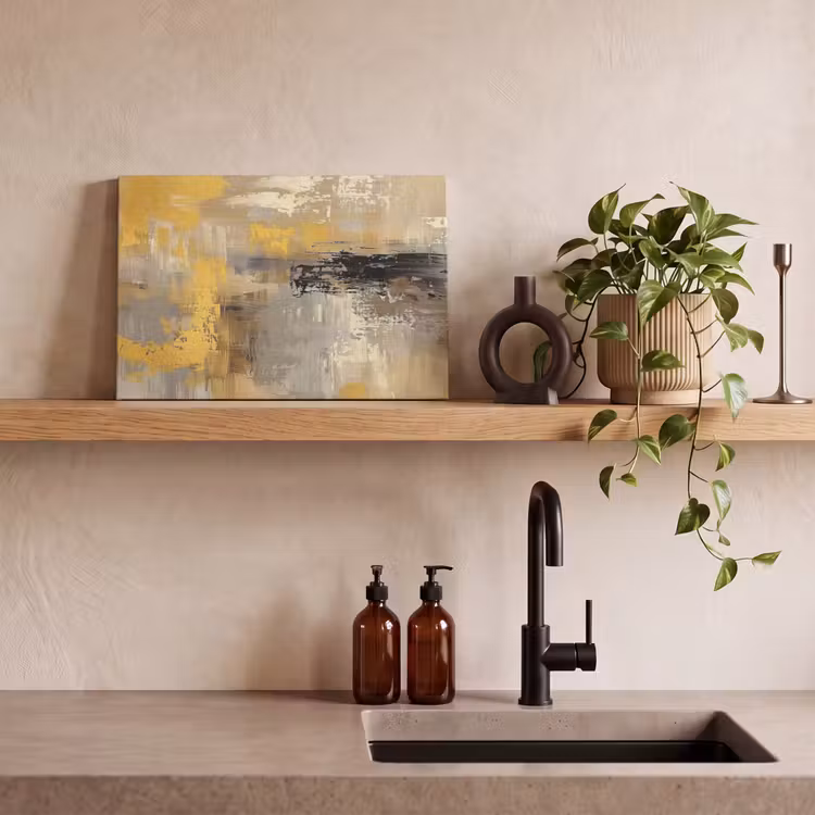 Abstract - Geel - Modern - Beige canvas 2cm klein -closeup_print_DE