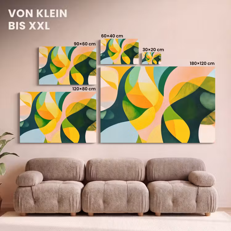 Abstract - Geel - Roze - Groen canvas 2cm klein -Xsfeer8_DE