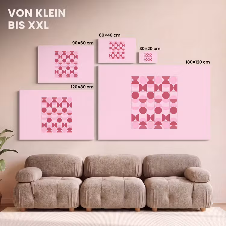 Abstract - Geometrisch - Cirkels - Roze - Modern canvas 2cm klein -Xsfeer8_DE