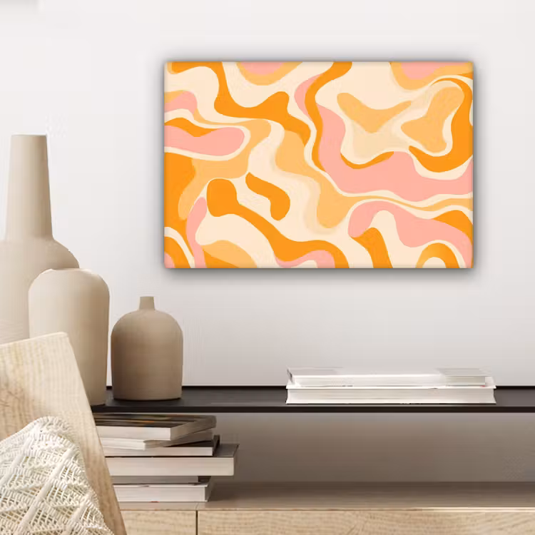 Abstract - Golvend - Oranje canvas 2cm klein -closeup_print_DE