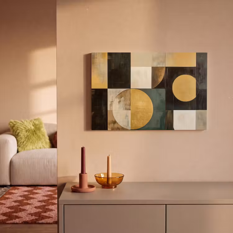 Abstract - Goud - Brons - Vormen - Geometrisch canvas 2cm klein -sfeer1
