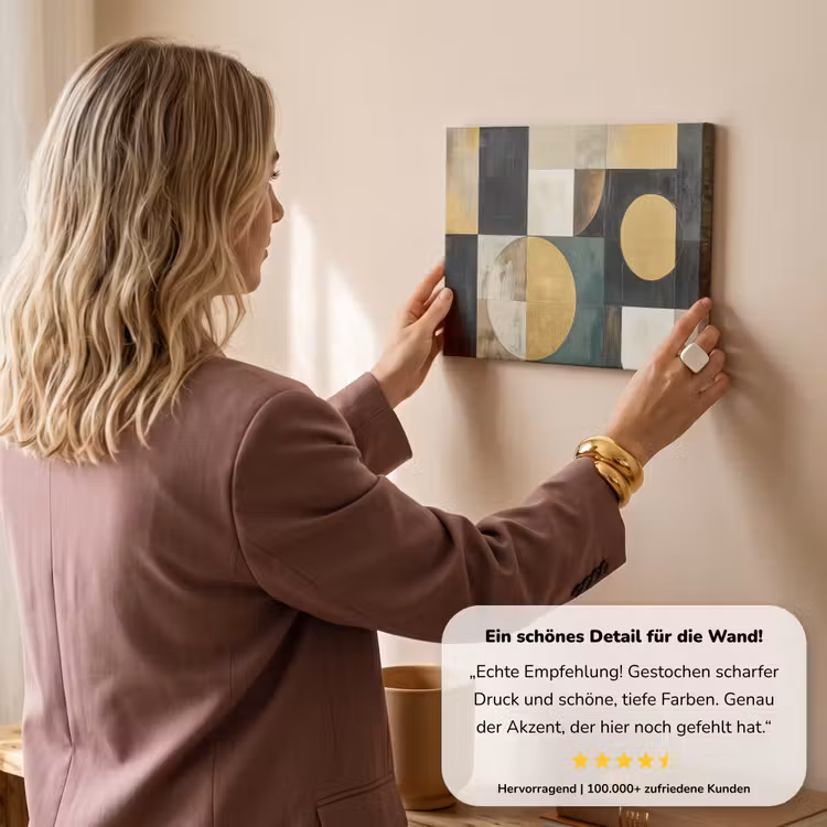 Abstract - Goud - Brons - Vormen - Geometrisch canvas 2cm klein -Xsfeer7_DE