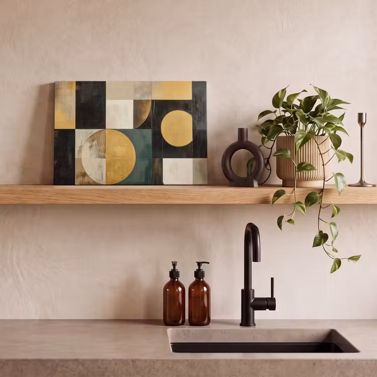 Abstract - Goud - Brons - Vormen - Geometrisch canvas 2cm klein -sfeer3