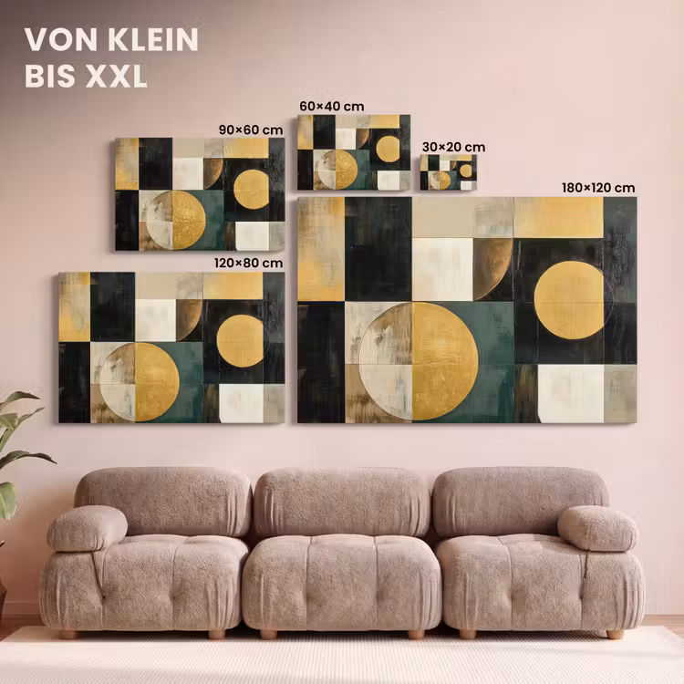 Abstract - Goud - Brons - Vormen - Geometrisch canvas 2cm klein -Xsfeer8_DE