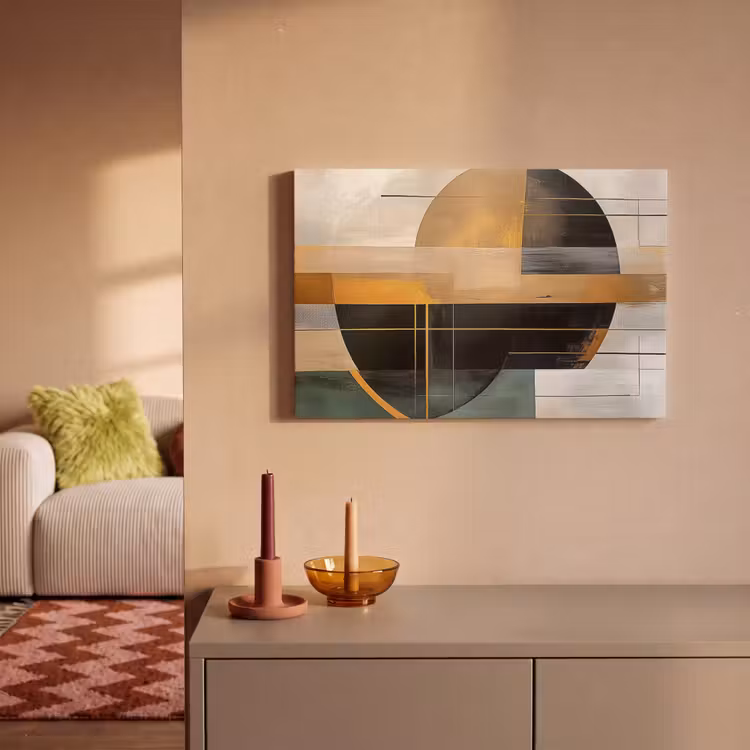 Abstract - Goud - Brons - Groen - Vormen - Modern canvas 2cm klein -sfeer1