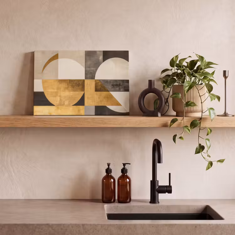 Abstract - Goud - Grijs - Vormen - Geometrisch canvas 2cm klein -sfeer3