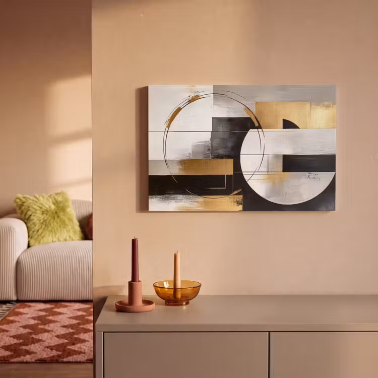 Abstract - Goud - Zilver - Vormen - Aesthetic canvas 2cm klein -sfeer1