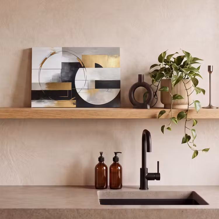 Abstract - Goud - Zilver - Vormen - Aesthetic canvas 2cm klein -sfeer3