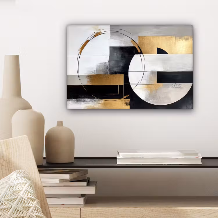 Abstract - Goud - Zilver - Vormen - Aesthetic canvas 2cm klein -sfeer6
