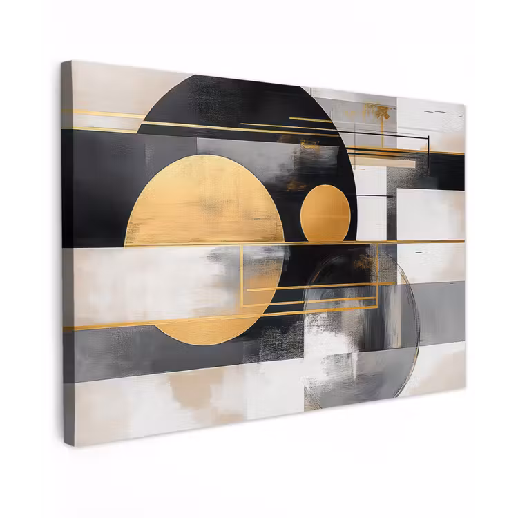 Abstract - Goud - Zilver - Vormen - Aesthetic - Modern canvas 2cm klein -z3d